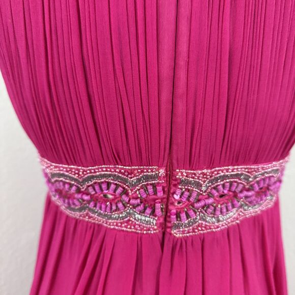 Aidan Mattox Mini Dress Womens 2 Pink Silk Beaded Halter Babydoll Hoco 90s‎ Y2K - Picture 6 of 10